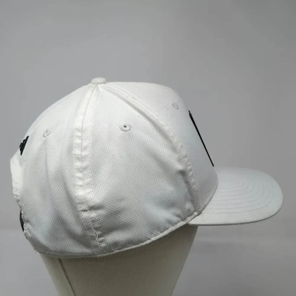 Adidas 5 Panel White Hat One Size Snapback BK Golf Performance Stripes Logo
